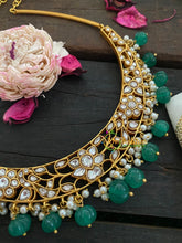 Precious Kundan Jadau Hasli Choker- Green Bead- J242